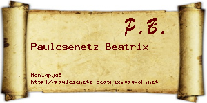 Paulcsenetz Beatrix névjegykártya